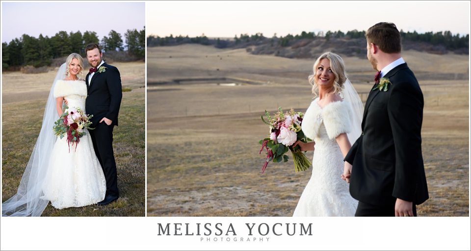 flying horse ranch bride groom at sunset